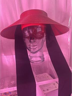 Gucci Red Boater Hat With Ribbon